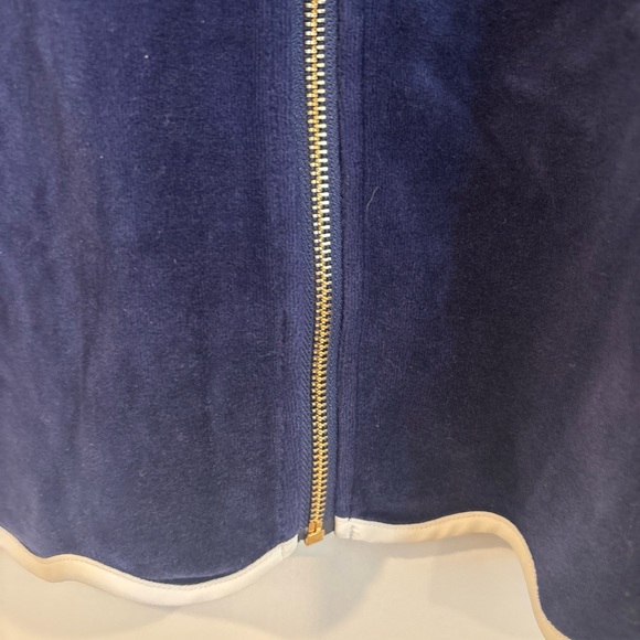 SSYS Get Ready Robe Navy Velvet Robe White Scallop Trim size M - Picture 6 of 9